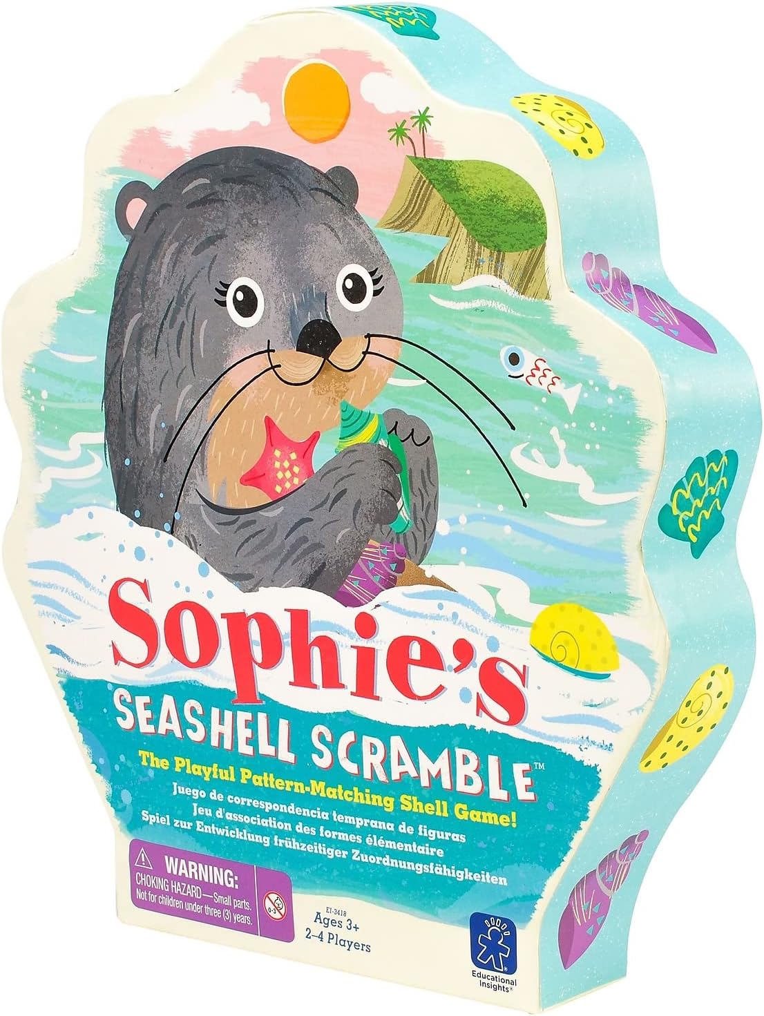 Educational Insights Sophie's Seashell Scramble - Pattern Matching Games for Toddlers 3-5, Preschool Learning Activities, Turn-Taking Board Games for Kids, Toddler Fine Motor Skills Toys