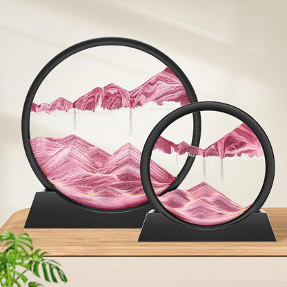 Wai Danie Moving Sand Art Picture 3D Hourglass Deep Sea Sandscape Liquid Motion Display Painting Flowing Sand Frame Relaxing Desktop Home Office Work Decor (Black, 12 Inches)