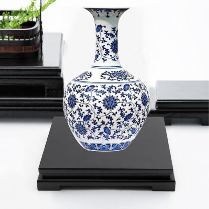 MDEOOSKY Wooden Display Stand Rectangle Wood Display Base Display Risers Rectangle Vase Riser Teapot Aquarium Lamp Base Home Decoration 10.24" W x 8.86" D x 1.69" H (Black)