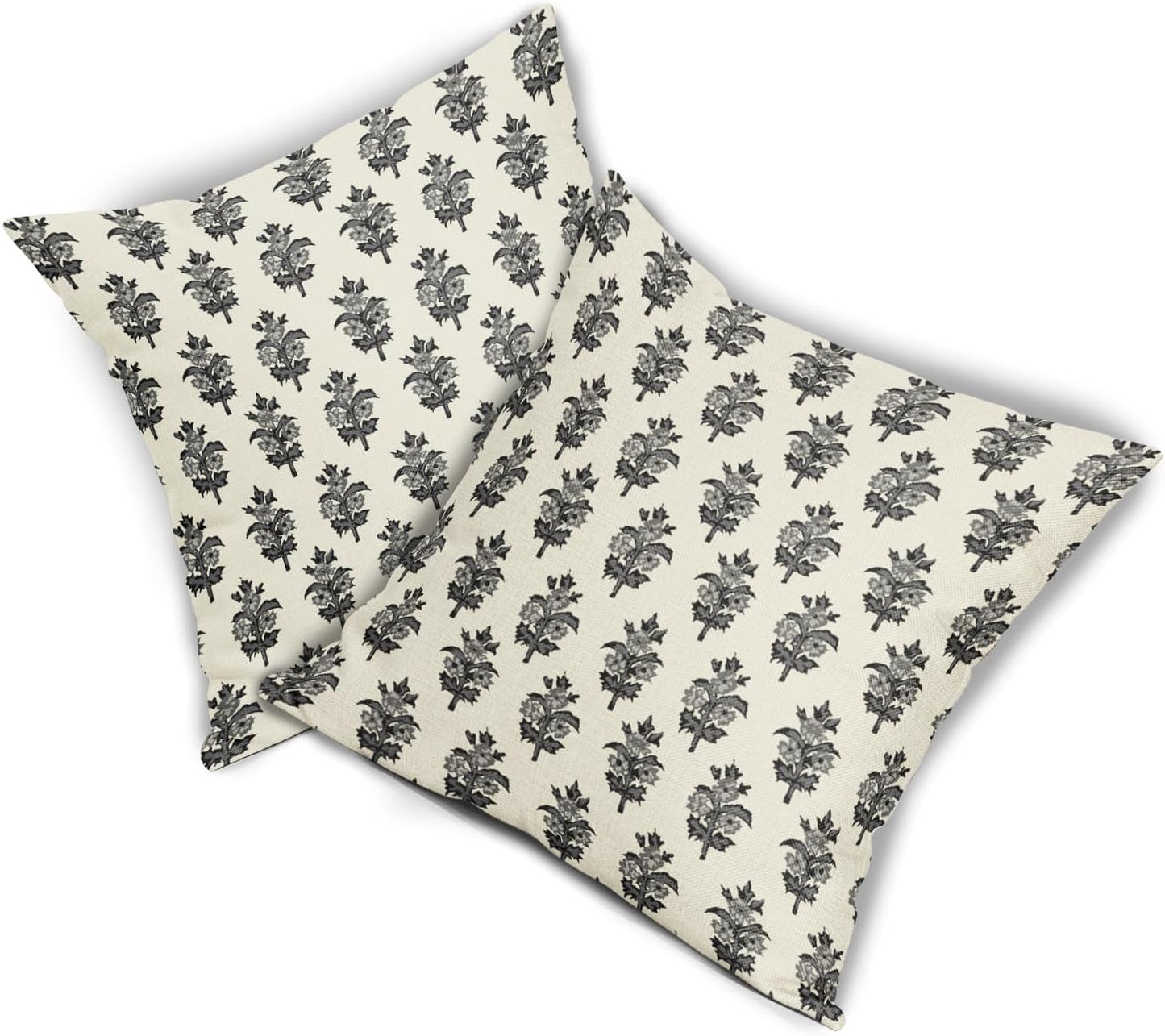 Sage Green Blue Floral Block Print Pillow Covers 18x18 Set of 2 Spring Flower Pattern Decorative Throw Pillowcases Outdoor Rustic Farmhouse Square Cushion Cases Decor for Home Couch Sofa Bed