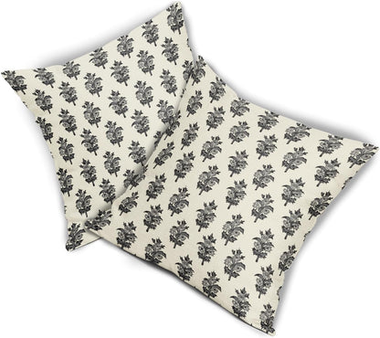 Sage Green Blue Floral Block Print Pillow Covers 18x18 Set of 2 Spring Flower Pattern Decorative Throw Pillowcases Outdoor Rustic Farmhouse Square Cushion Cases Decor for Home Couch Sofa Bed