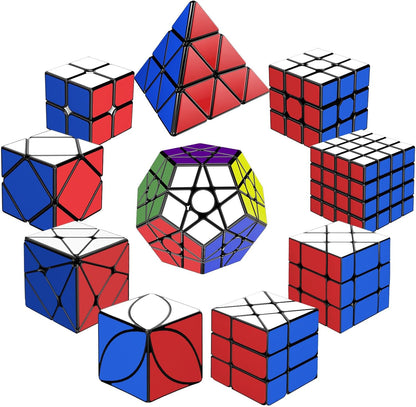 STEAM Life Speed Cube Set 5 Pack Magic Cube | Includes Speed Cubes 3x3, 2x2 Speed Cube, Pyramid Cube, Megaminx Cube Puzzle Cube Bundle for Kids & Adults