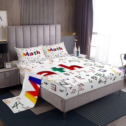 Erosebridal Science Theme Bed Sheets Set Full Size for Boys Girls Chemistry Periodic Table Print Sheet Set Chemical Subject Theme Sheets Teens Kids Math Science Atyle Fitted Sheet 4 Pcs