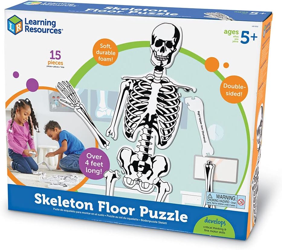 Learning Resources Skeleton Floor Puzzle - Science Classroom Must Haves, STEM Student Essentials, Practice Anatomy, Back to School Supplies for Teachers, Ages 3+