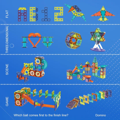 Contixo STEM Building Toys - 110 pcs Marble 3D Magnetic Run Tiles Learning Stacking Educational Building Blocks Set, Creativity Beyond Imagination, Inspirational, Recreational Toy for Kids