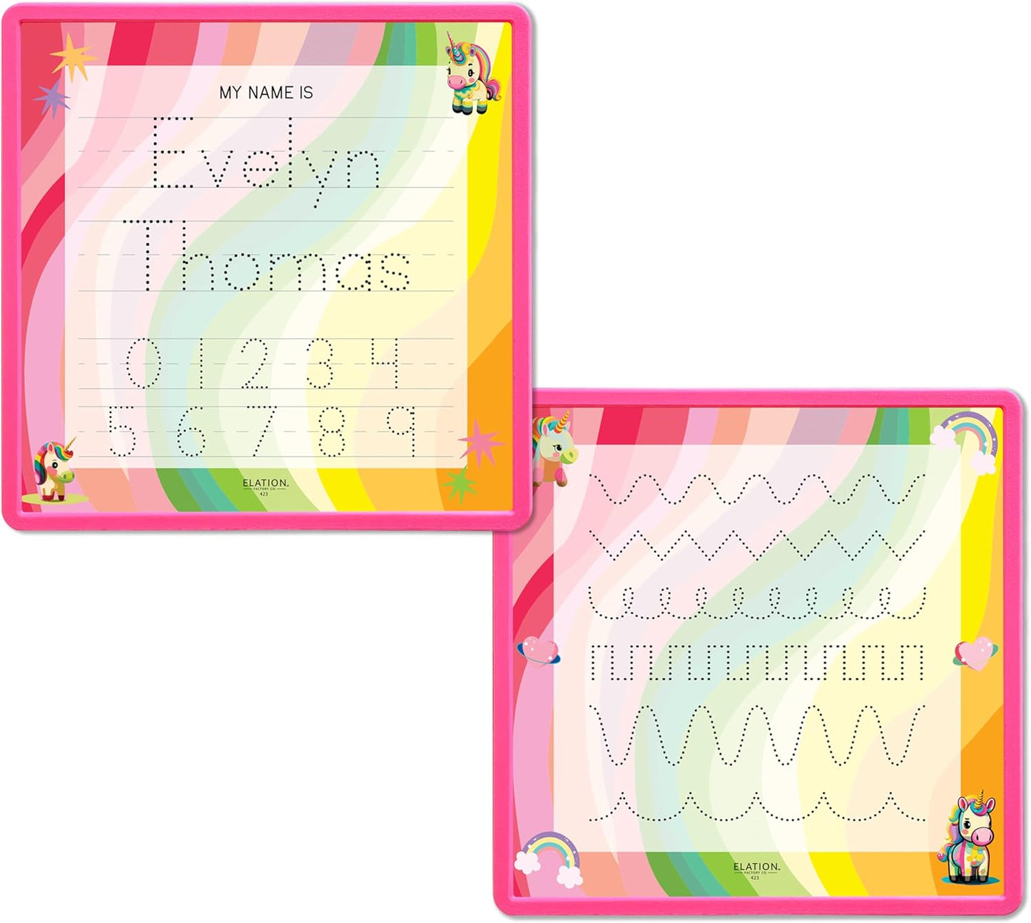 Kid's Name Tracing Board | Dry Erase Letter Tracing | Reusable Name Alphabet Tracing| Number Tracing | Personalized | Baby Unicorn Theme
