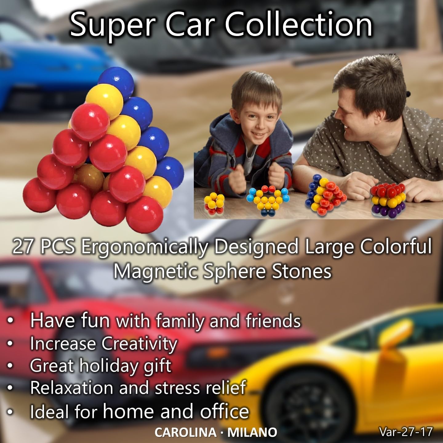 Science Kit Toys 27 PCS Colorful Magnets Building Blocks, Large Hematite Magnetic Stones, Stress Relief Autism, Home Office Kids Adults Intelligence Development Educational Birthday Party