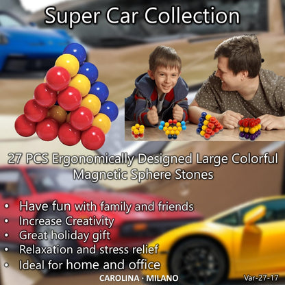 Science Kit Toys 27 PCS Colorful Magnets Building Blocks, Large Hematite Magnetic Stones, Stress Relief Autism, Home Office Kids Adults Intelligence Development Educational Birthday Party