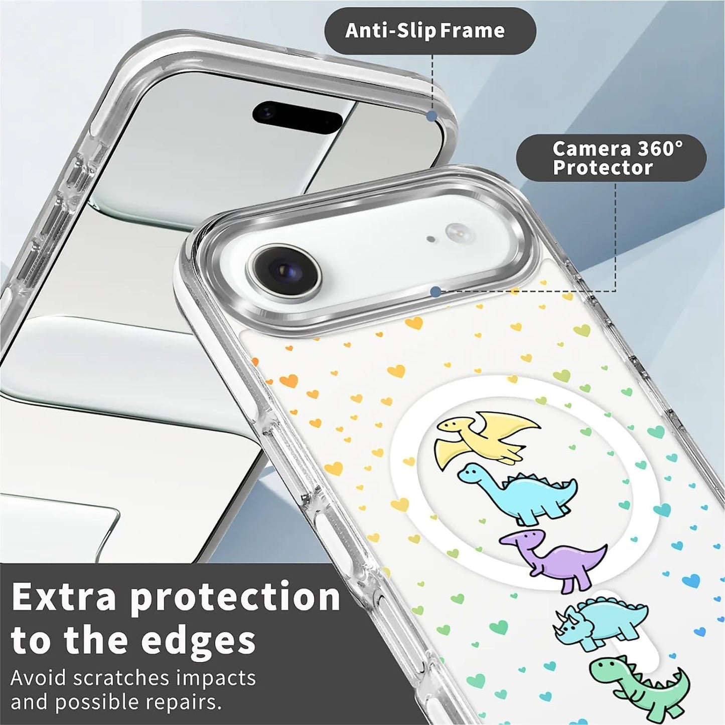 for iPhone 17 Pro Max Case [Compatible with Magsafe],Girls Women Clear Magnetic Case Silicone Shockproof Protective Cover with Pattern Colorful Motivational Letters