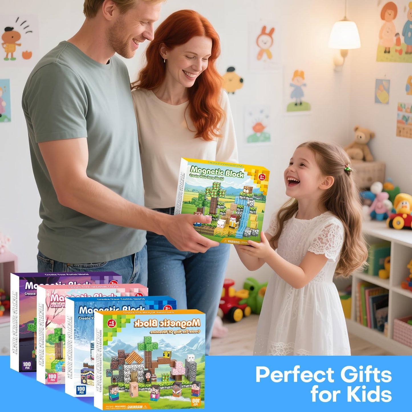 100PCS Magnetic Blocks, Magnet Tiles Toys for Kids, Magnetic Building Blocks Cubes, STEM Montessori Stacking Magnets for Kids, Birthday Gifts for Boys and Girls Age 3+ Years Old
