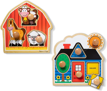 Melissa & Doug Pet Animals Jumbo Knob Puzzle, Wooden Peg Puzzle for Toddlers, Educational Toy for Shape Recognition and Fine Motor Skills, Ages 1+