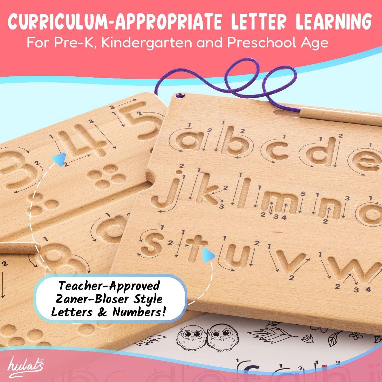 Hulats Learn to Write: Portable Wooden Alphabet Letter Tracing Sensory Pad Board - Toddler Writing Practice for Kids Age 3-5, Montessori Toys for 3+ Year Old, Letter Tracing for Kids 3-5 Writing Tools