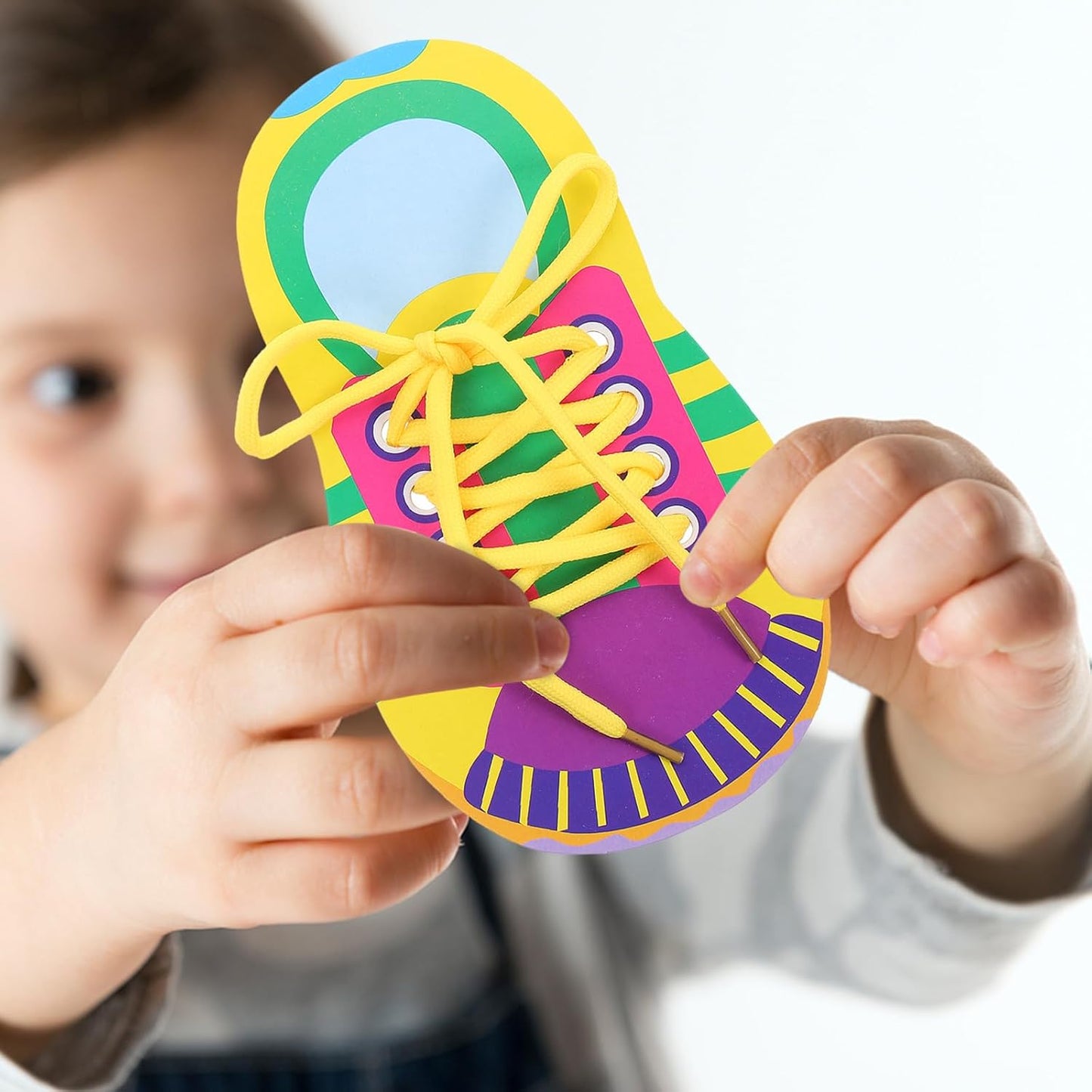 NUOBESTY 5 Sets Shoelace Threading Toys Educational Lacing Toys for Kids Learn to Tie Shoelaces Early Childhood Practice Kit 7.08X3.93In
