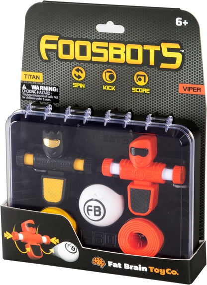 Fat Brain Toys Foosbots On the Go Tabletop Trickshot Game, 2 Player Soccer Toys, Games for Kids Ages 6+