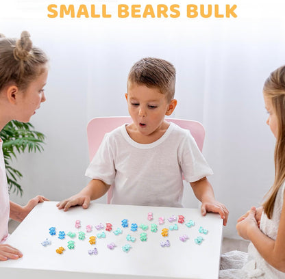 300Pcs Mini Resin Animals, Counting Bears Small Resin Tiny Mini Animals Figures to Hide Figurines in Bulk Sorting Bears, Counting Bear Math Manipulatives Small Trinkets Miniature Figurines for Desk