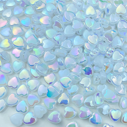 400 PCS Acrylic Heart Shape Beads AB Colors Heart Pony Spacer Beads for Jewelry Making DIY Bracelet Earring Necklace Key Chains(Deep Pink)