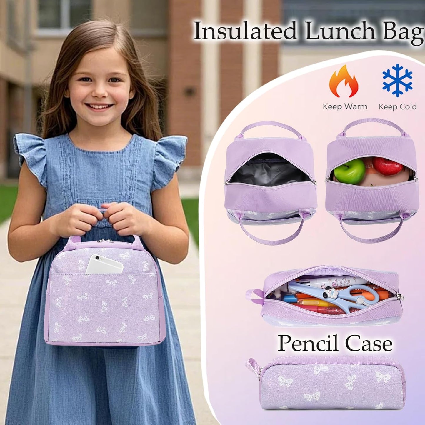 Girls Backpack for Elementary Unicorn Backpack Kids Backpack School Bookbag for Girls 3 in 1 Set Back to School