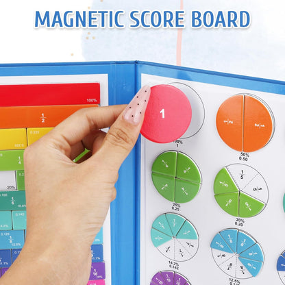 Magnetic Fraction Demonstration Book Educational Puzzle, Magnetic Fraction Tiles & Circles for Kids Math Manipulatives Fractions Tiles Montessori-inspired Score Disk Demonstrator for Elementary School