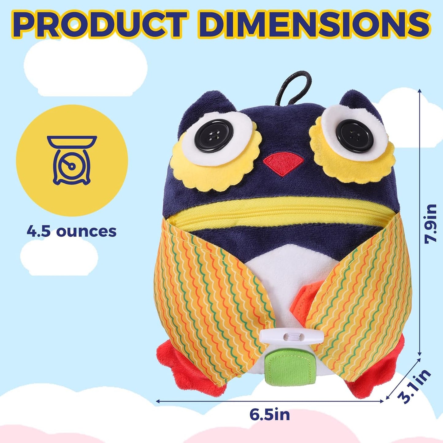 lefeke Buckle Owls Aids - Alzheimers Patients Learning Activity - Develop Motor Skills and Problem Solving - Geometry and Color Recognition - Sensory Stuffed Animal Aids for Elderly