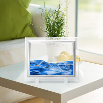 Coitak Moving Sand Art Picture, Sandscape, Moving Desktop Art for Home Decor and Office, Medium Size 9x7(Blue)