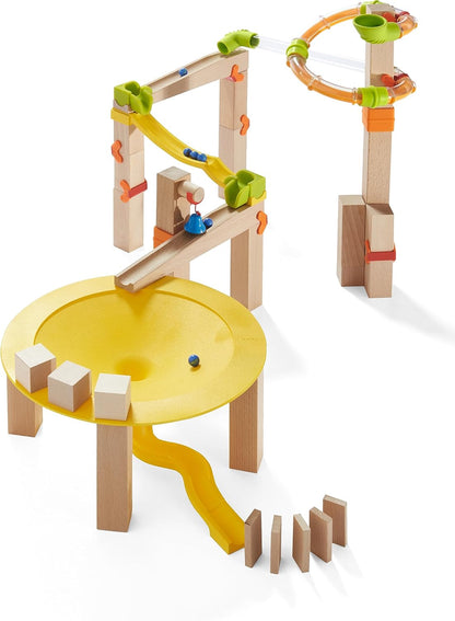 HABA Wooden Marble Run Ball Track Building Set for 4-10 Year Olds, STEM Toy with 49-Piece Wooden Track and Marbles, Montessori Toys for 4 Year Olds