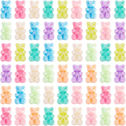 Kissitty 100Pcs Clear Acrylic Bear Beads Cute Bears Loose Beads Bulk Transparent Gummy Bear Spacer Bead Counting Bears for Bracelet Adults Necklace Earring Crafts Bag Key Chain DIY Jewelry Making