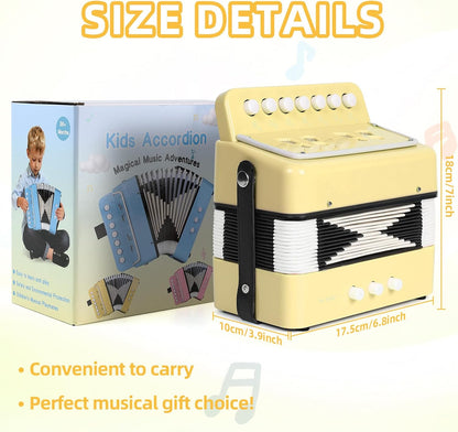 10 Keys Kids Accordion, Horse Button Accordion Toys Accordian Mini Musical Instruments Button for Child Children Kids Toddlers Beginners (Light Pink)