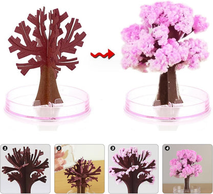 Christmas Decor Crystal Growing Kit, Mini Flower Tree Crystal Growing Cherry Blossom Paper Trees Toys Desk Decor for Kids on Birthday, Christmas Style 2