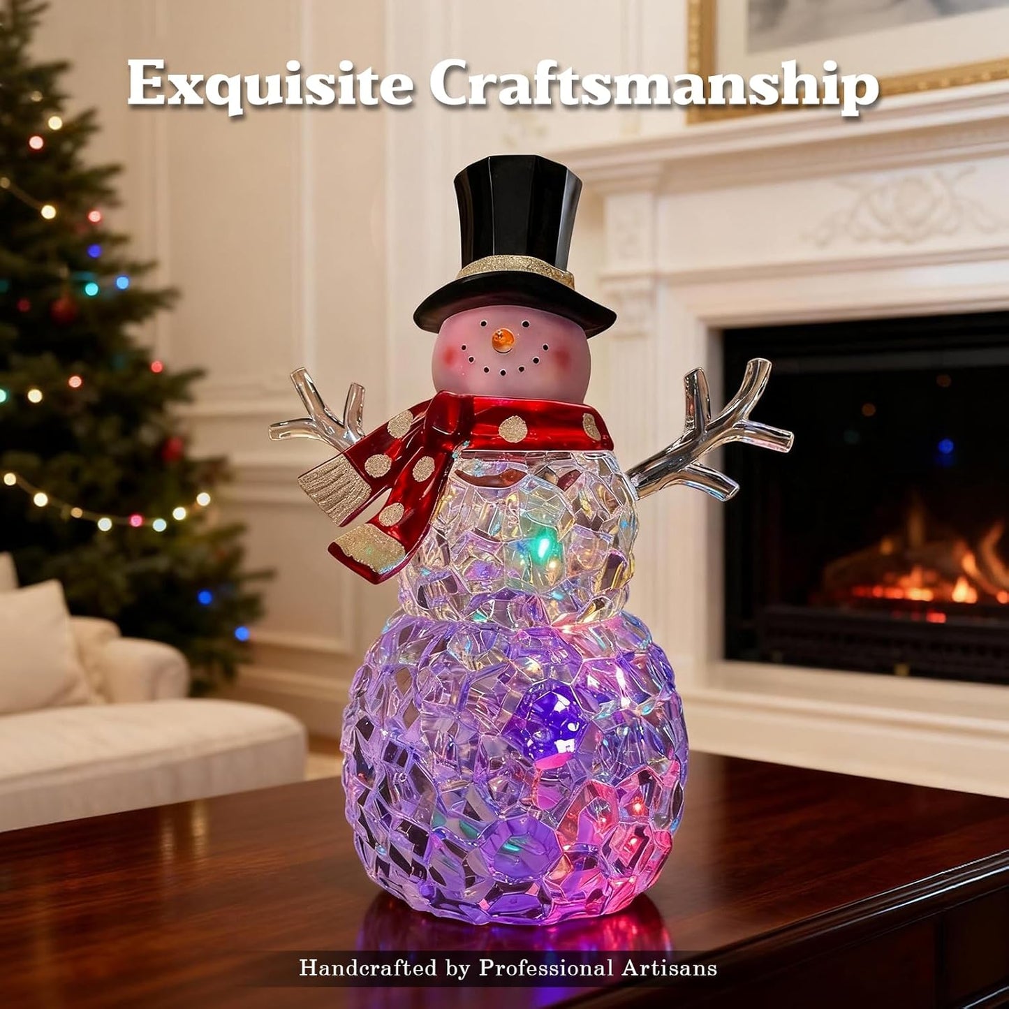Christmas Lantern Snow Globe, Lighted Musical Snowman Lantern with Swirling Glitter, 10.5'' Christmas Snowing Lantern, USB & Battery Operated with Timer, Vintage Holiday Tabletop Decor