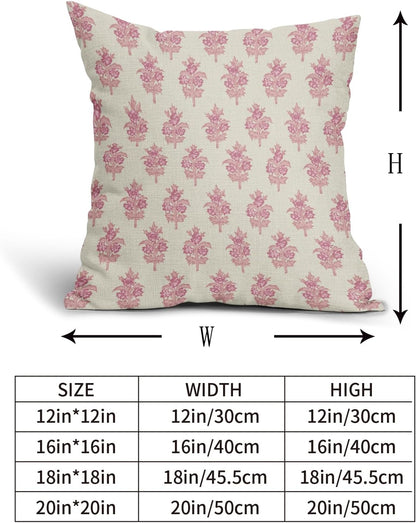 Sage Green Blue Floral Block Print Pillow Covers 18x18 Set of 2 Spring Flower Pattern Decorative Throw Pillowcases Outdoor Rustic Farmhouse Square Cushion Cases Decor for Home Couch Sofa Bed