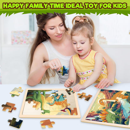 Puzzles for Kids Ages 4-6, 4 Packs Wooden Animals Jigsaw Puzzles for Toddlers Ages 3-5, Preschool Educational Puzzles Boards Toys Gifts for 3 4 5 6 Boys Girls
