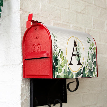 Tiamon Monogrammed L Mailbox Covers Magnetic Eucalyptus Welcome Letter Box Wrap Standard Size 21x18 Inch Spring Summer Leaves Mailbox Decor Eucalyptus Letter Numbers Decoration for Outdoor Garden Yard