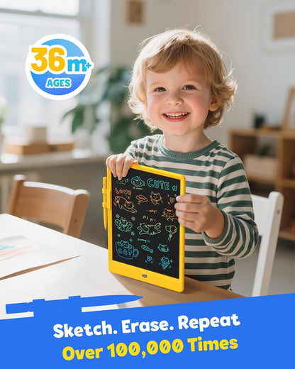 TEKFUN LCD Writing Tablet for Kids, 10-inch Coloring Drawing Pad, Mess Free Doodle Board, Airplane Travel Toys for Boys and Toddlers, Road Trip Essentials, Gifts for 3 4 5 6 7 8 Year Old Girls(Blue)