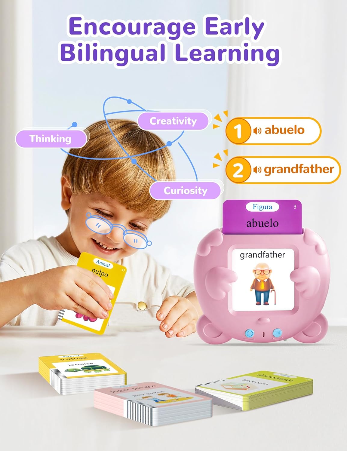 Spanish & English Talking Flash Cards for Toddlers, 510 Sight Words Bilingual Learning Toys for Children, Autism Pocket Speech Therapy Toys, Español Vocabulary Educational Flashcards