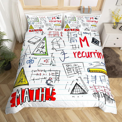 Erosebridal Science Theme Bedding Set Queen Size for Boys Girls Chemistry Periodic Table Print Duvet Cover Chemical Subject Theme Comforter Cover Teens Kids Math Science Atyle Bedspread Cover 3 Pcs