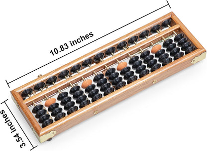 Black long Di fang Wooden Abacus - Professional 13 Column Soroban - 10.83 Inches (27.5 Centimeters) - Calculator with Reset Button - Made