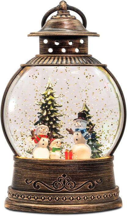 Christmas Snow Globes Lantern, Church and Christmas Tree Christmas Decorations Indoor, 6H Timer Battery & USB Powered Light Up Musical Snow Globes for Kids Women Adults Gift Thanksgiving Home Decor