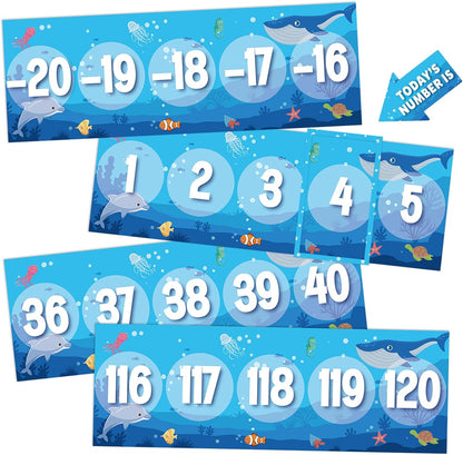 Number Line for Classroom Wall (-20 to +120) Boho Heart Shape Number Bulletin Board for Students Math Learning Boho Bulletin Border Decor Numbers Boarder Strips for Home School