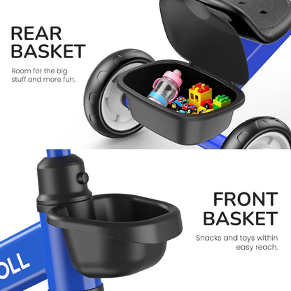 Umatoll Tricycle for Toddlers 2-5 Year Old, Ajustable Toddler Bike Outdoor Toys, Birthday Gift for Girl Age 2-4, Trike with Light up Wheels