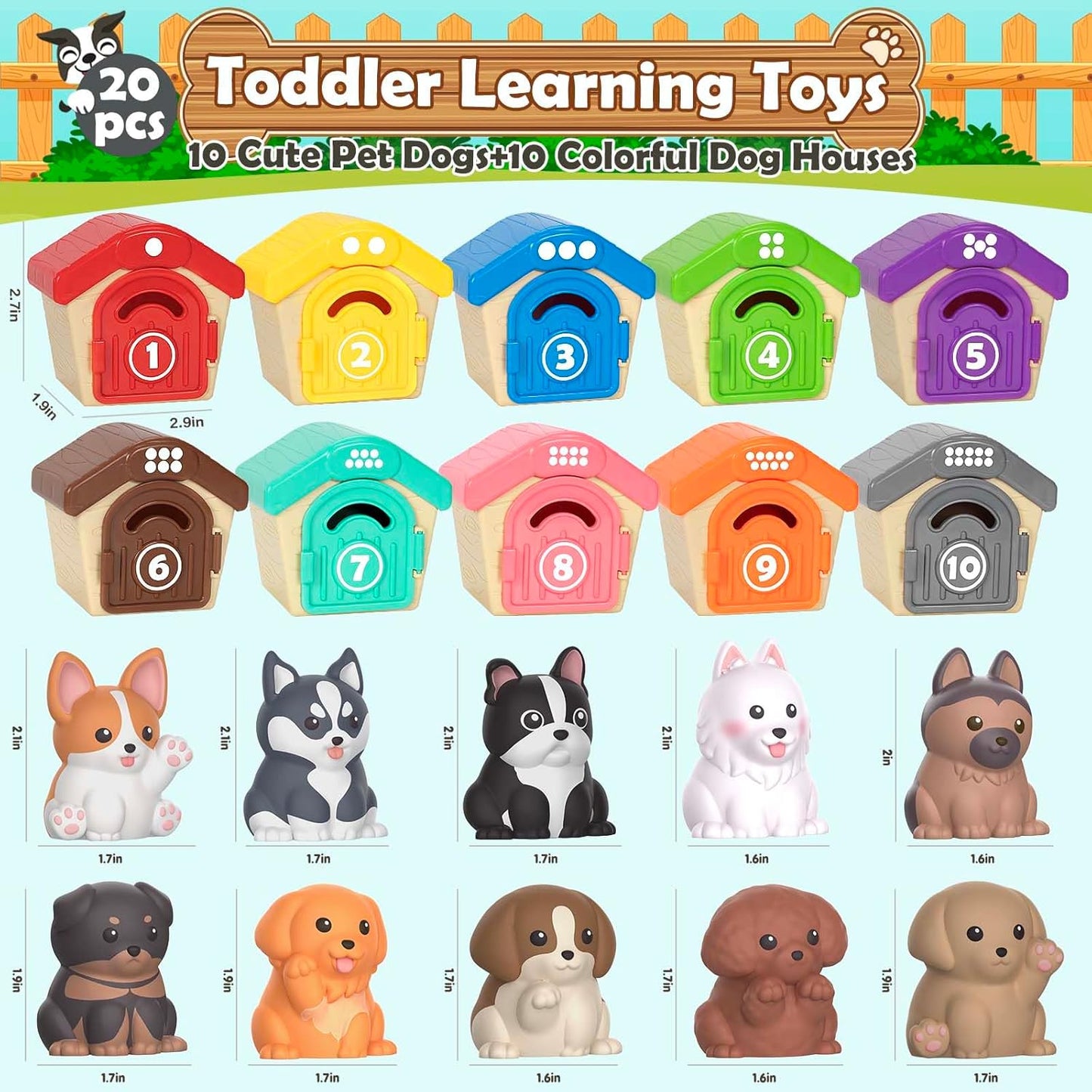 Learning Toys for 1 2 3 Year Old Boys Girls, 20 Pcs Cat Toys for Toddlers 1-3, Kitten Finger Puppet Games, Counting Matching Sorting Motor Educational Playset, Gifts for Baby Toddlers Age 12-18 Months