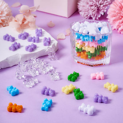 Kissitty 100Pcs Clear Acrylic Bear Beads Cute Bears Loose Beads Bulk Transparent Gummy Bear Spacer Bead Counting Bears for Bracelet Adults Necklace Earring Crafts Bag Key Chain DIY Jewelry Making