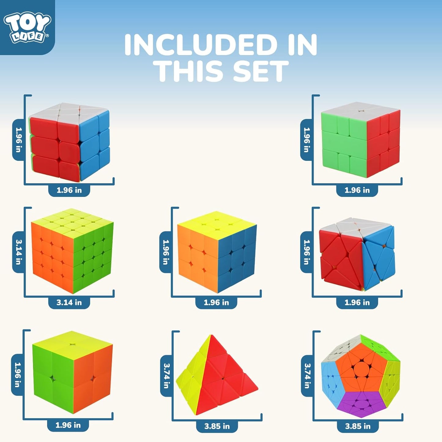 STEAM Life Speed Cube Set, Speed Cube Set of 2x2 3x3 4x4 Megaminx and Pyramid Cube Smoothly Stickerless Magic Cubes Collection for Kids & Adults