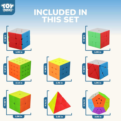 STEAM Life Speed Cube Set, Speed Cube Set of 2x2 3x3 4x4 Megaminx and Pyramid Cube Smoothly Stickerless Magic Cubes Collection for Kids & Adults