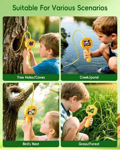 Borescope Camera with Light for Kids, Ashfly STEM Science Educational Toy for 3 4 5 6 7 8 Years Old Boys & Girls, 2.4" Screen Snake Scope Camera for Birthday Outdoor Camping Nature Exploration-Green