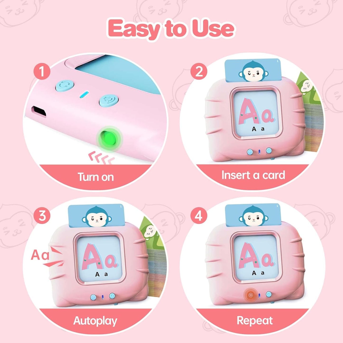 Toddler Girls Toys Talking Flash Cards-296 Sight Words, Educational Toys for 1 2 3 4 Year Old, Speech Therapy&Autism Learning Materials, Toddler Girlt Birthday Gift with Durable Cards