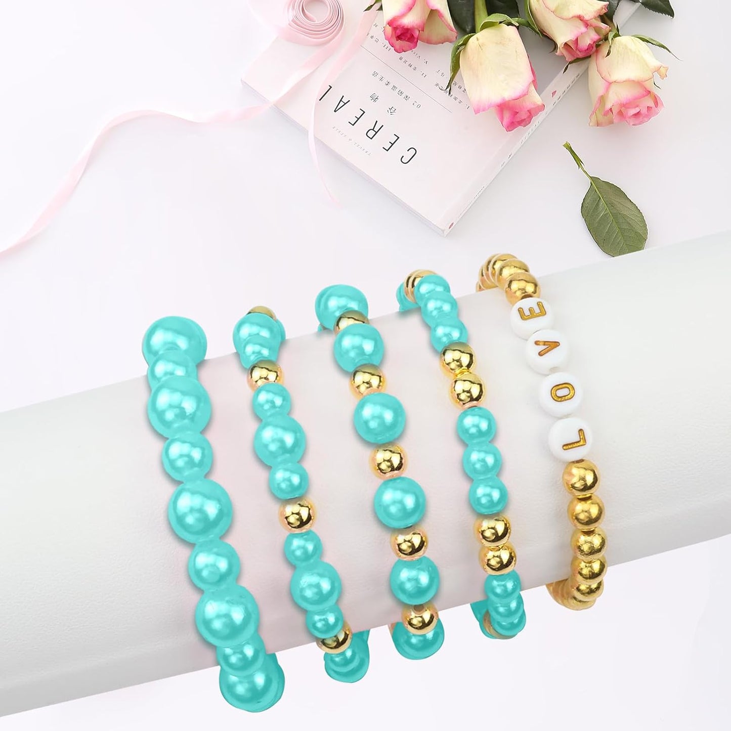 Hpebl 2136PCS Beads for Bracelets Pearl Bracelet Making Kit Friendship Bracelet Kits Bracelet Bead Kits Small Pearl Bead and Gold Beads Beading Kit for Bracelets Jewelry Making Kit