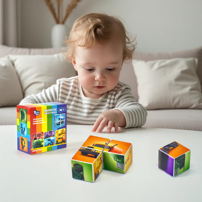 Pairez Toys Random 4 Sets of Magnetic Blocks for Toddlers, 4 Packs Total 16 PCS & 24 Patterns, Magnetic Puzzles for Kids 1-3, Preschool Learning Classroom Must Haves Puzzle Toys