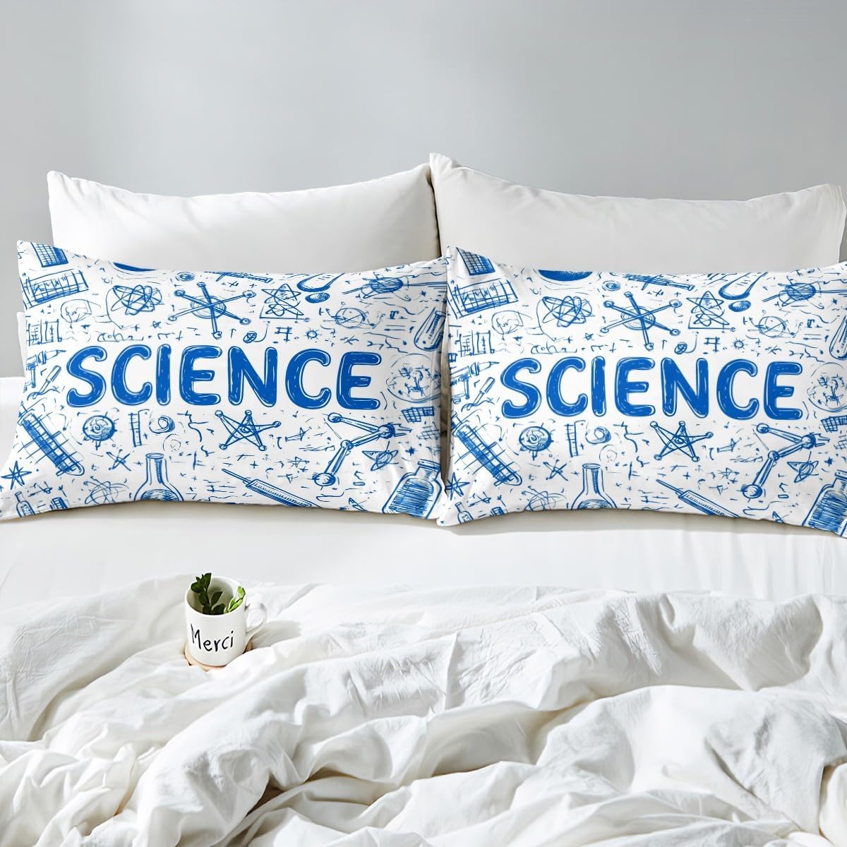 Chemistry Bed Sheets for Kids Teens Girls Boys,Chemical Experiment Fitted Sheet Twin,Science Themed Sheets for Math Lovers,Chemistry Lab Bedding Set,White and Black