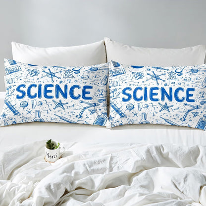 Chemistry Bed Sheets for Kids Teens Girls Boys,Chemical Experiment Fitted Sheet Twin,Science Themed Sheets for Math Lovers,Chemistry Lab Bedding Set,White and Black
