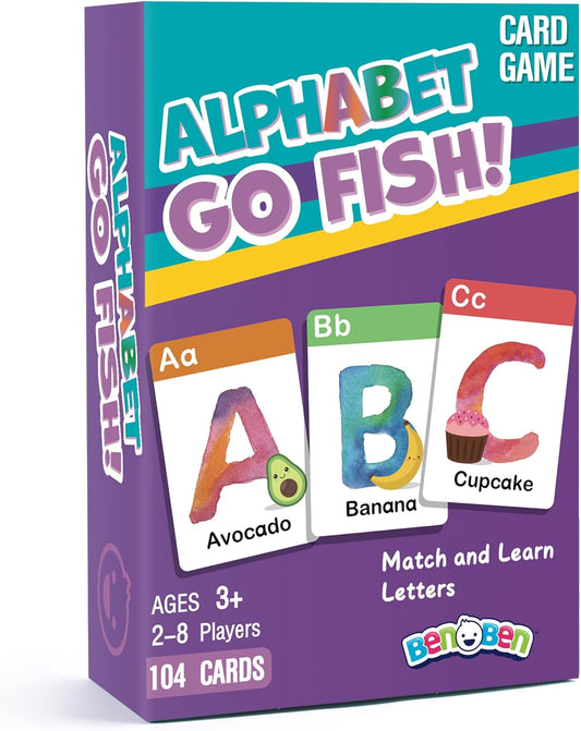 BenBen Go Fish Card Game for Kids, 104 Cards, Ocean Theme Memory Matching Game, Sea Animals Learning Playing Cards, Picture Cards with Real Photos, Fun Facts, 2-8 Players